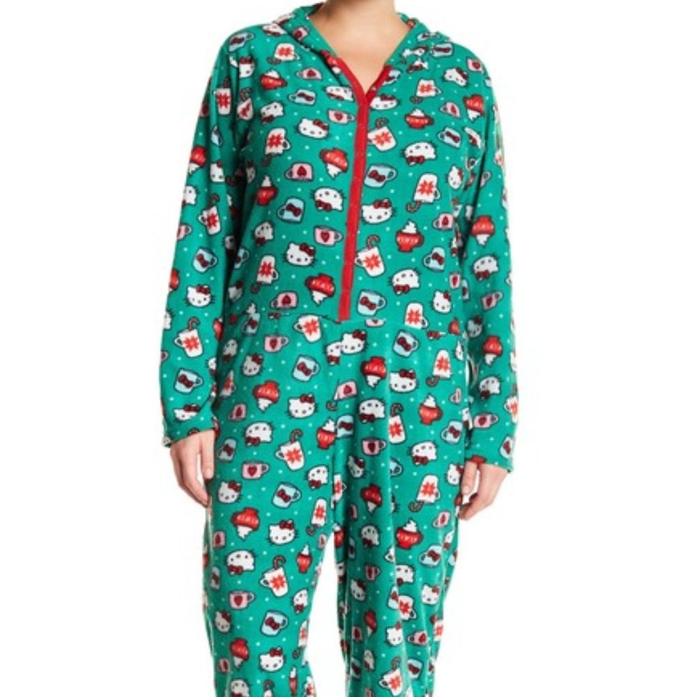 Hello Kitty Holiday Mugs Hooded Jumpsuit